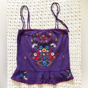 💜🧵🌸FLORAL EMBROIDERY CAMI TOP/ PURPLE / SIZE 34/S